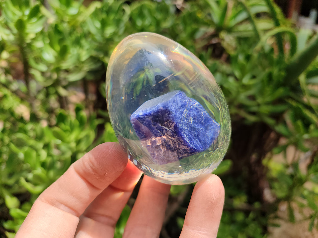 Polished Sodalite In Resin Egg - Sold Per Item - From Kunene River, Namibia - Toprock Gemstones and Minerals 