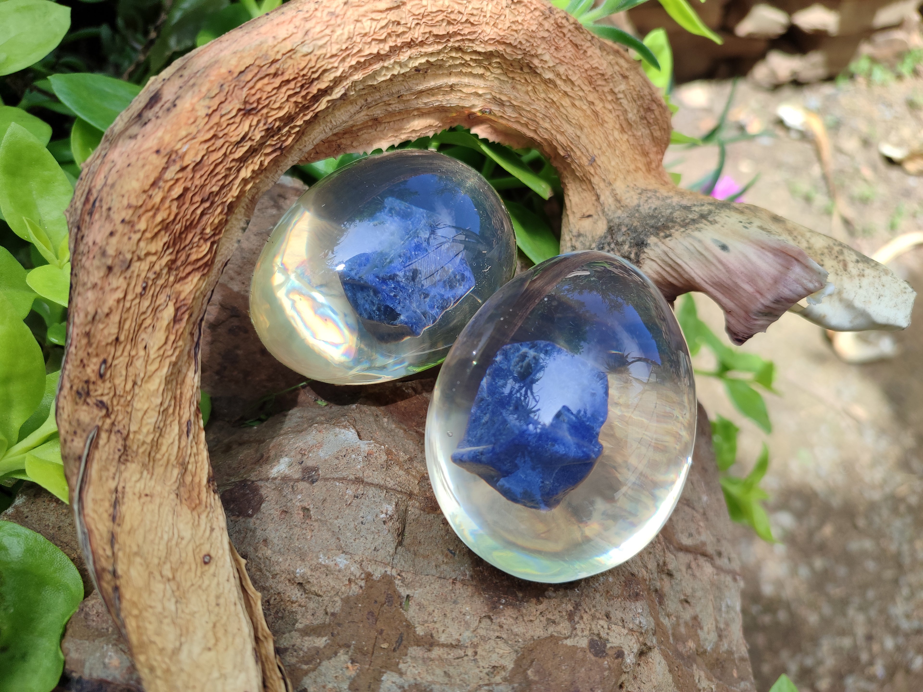 Polished Sodalite In Resin Egg - Sold Per Item - From Kunene River, Namibia - Toprock Gemstones and Minerals 