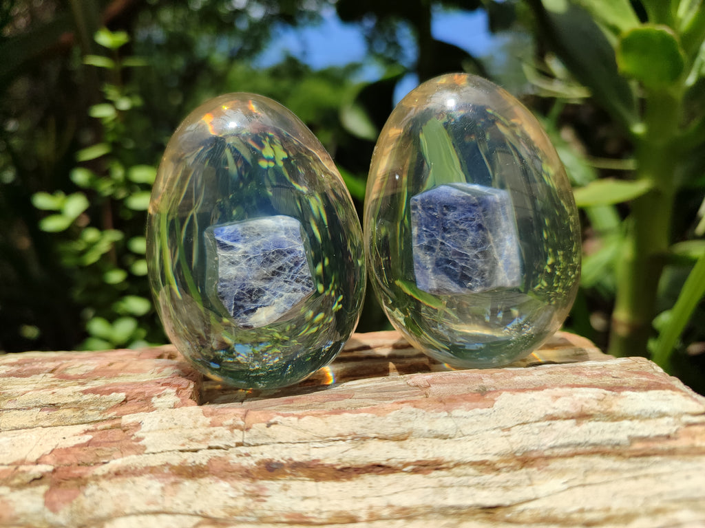 Polished Sodalite In Resin Egg - Sold Per Item - From Kunene River, Namibia - Toprock Gemstones and Minerals 