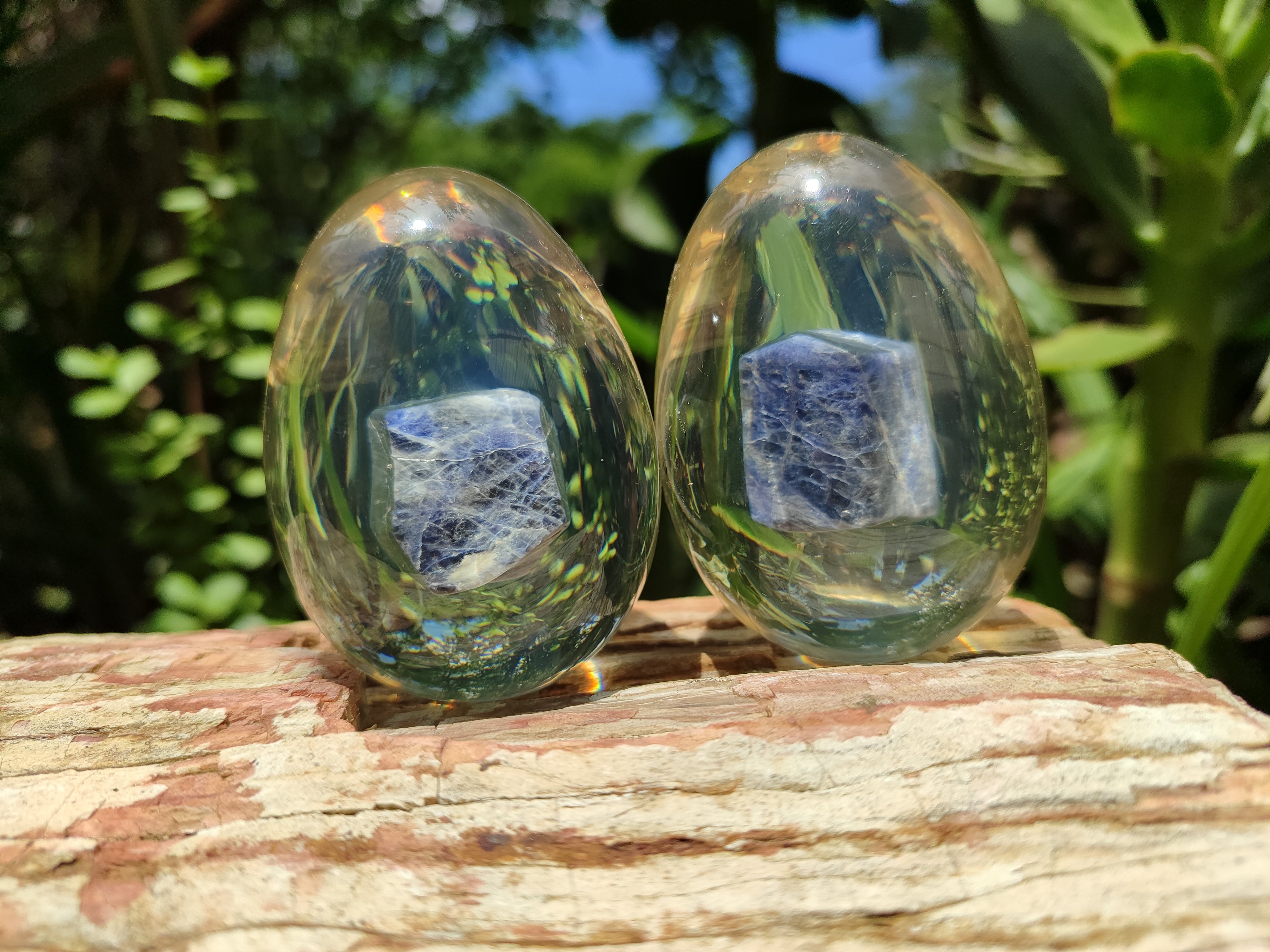 Polished Sodalite In Resin Egg - Sold Per Item - From Kunene River, Namibia - Toprock Gemstones and Minerals 
