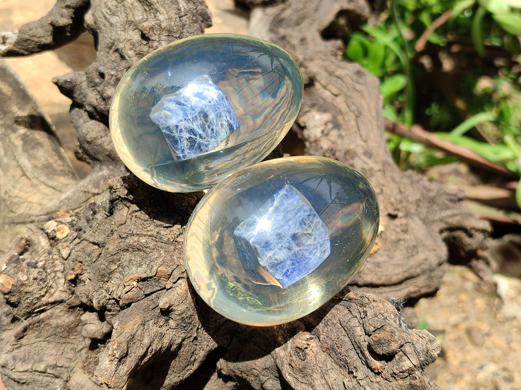 Polished Sodalite In Resin Egg - Sold Per Item - From Kunene River, Namibia - Toprock Gemstones and Minerals 