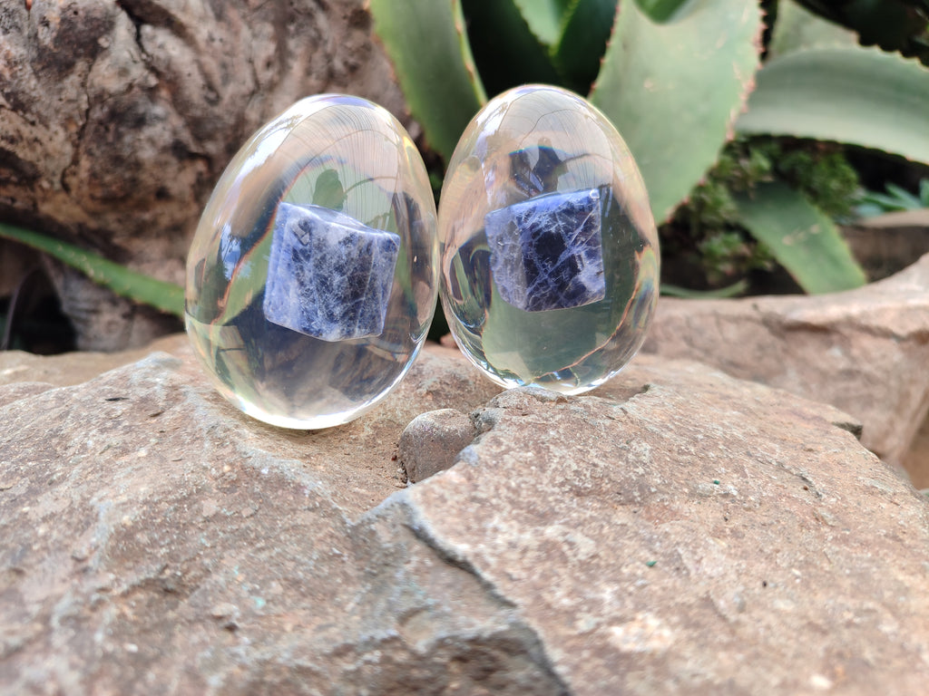 Polished Sodalite In Resin Egg - Sold Per Item - From Kunene River, Namibia - Toprock Gemstones and Minerals 