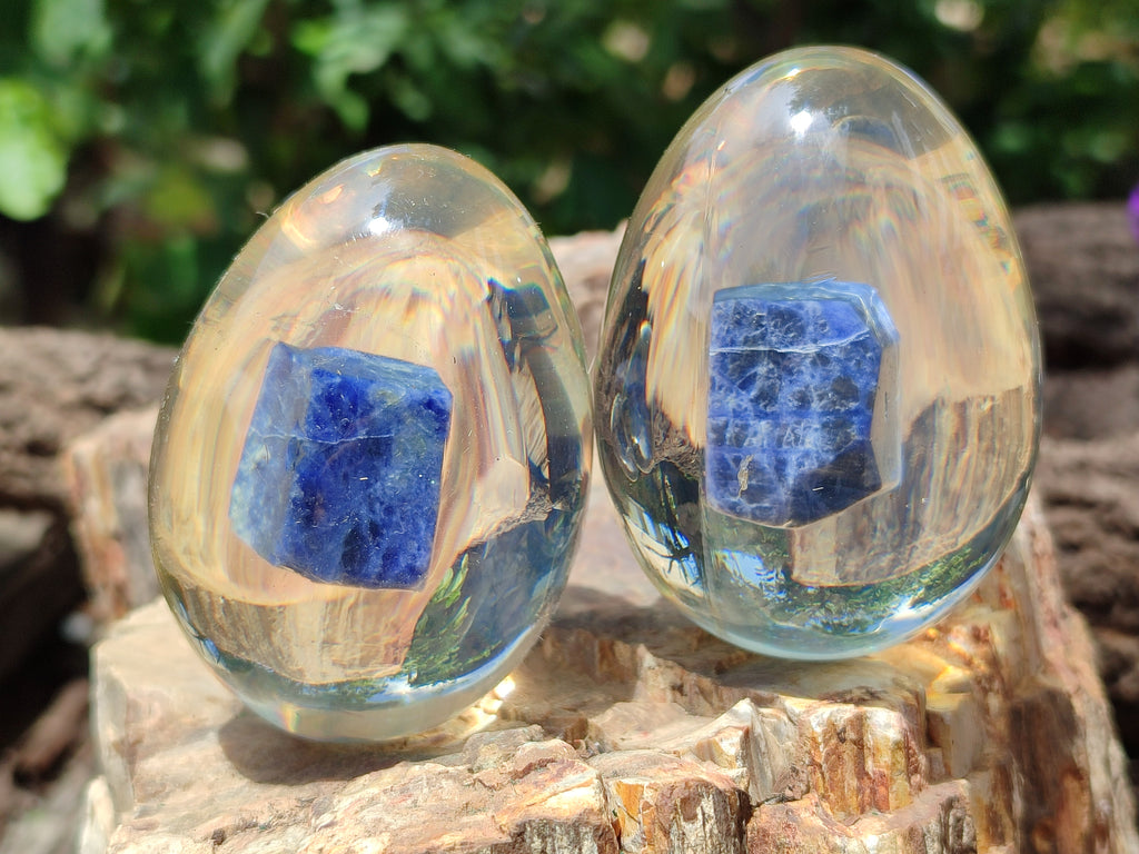 Polished Sodalite In Resin Egg - Sold Per Item - From Kunene River, Namibia - Toprock Gemstones and Minerals 