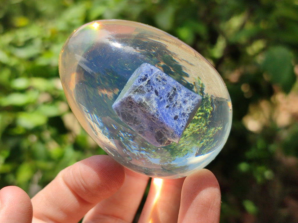 Polished Sodalite In Resin Egg - Sold Per Item - From Kunene River, Namibia - Toprock Gemstones and Minerals 