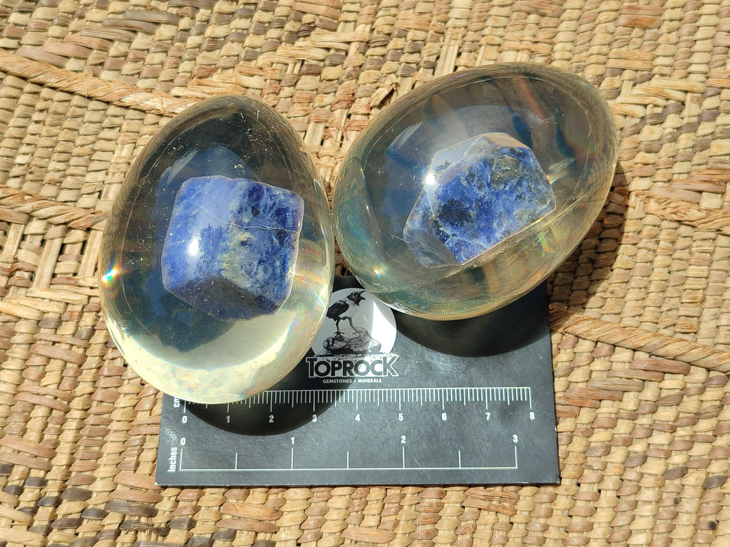 Polished Sodalite In Resin Egg - Sold Per Item - From Kunene River, Namibia - Toprock Gemstones and Minerals 