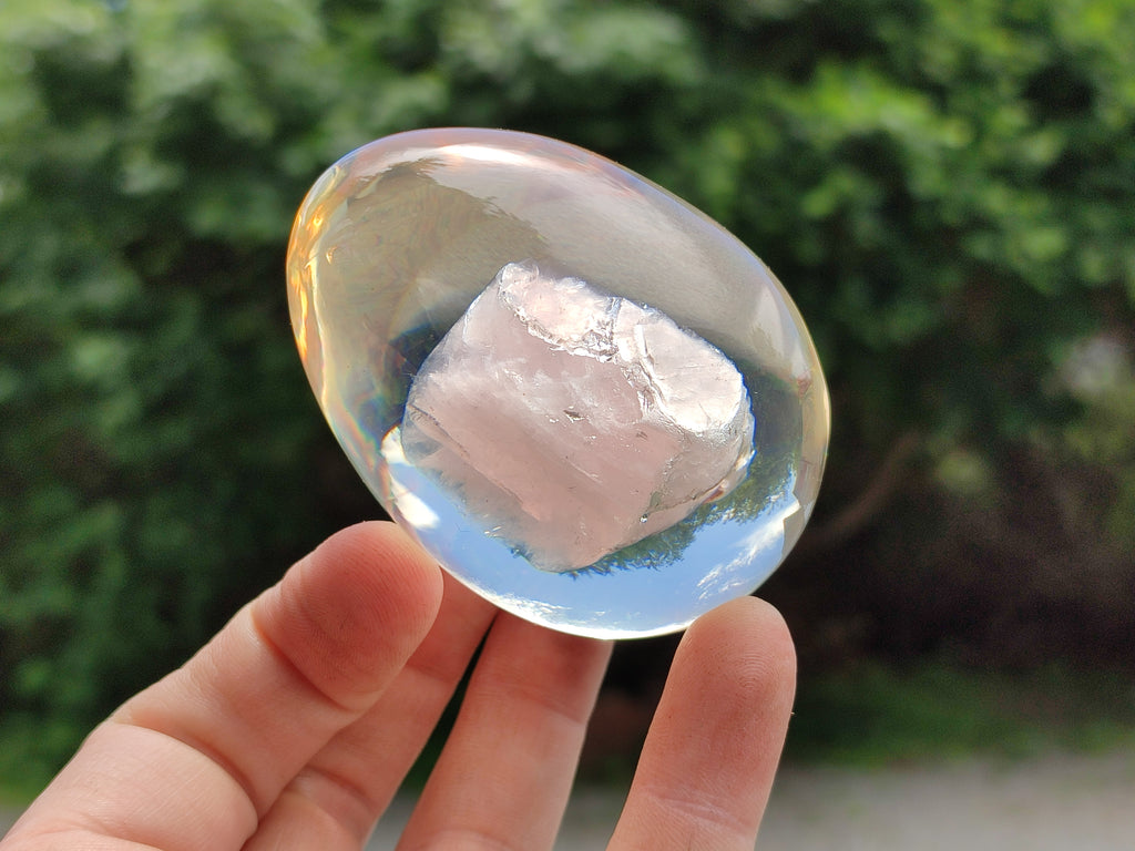 Polished Rose Quartz In Resin Egg - Sold Per Item - From Northern Cape, South Africa - Toprock Gemstones and Minerals 