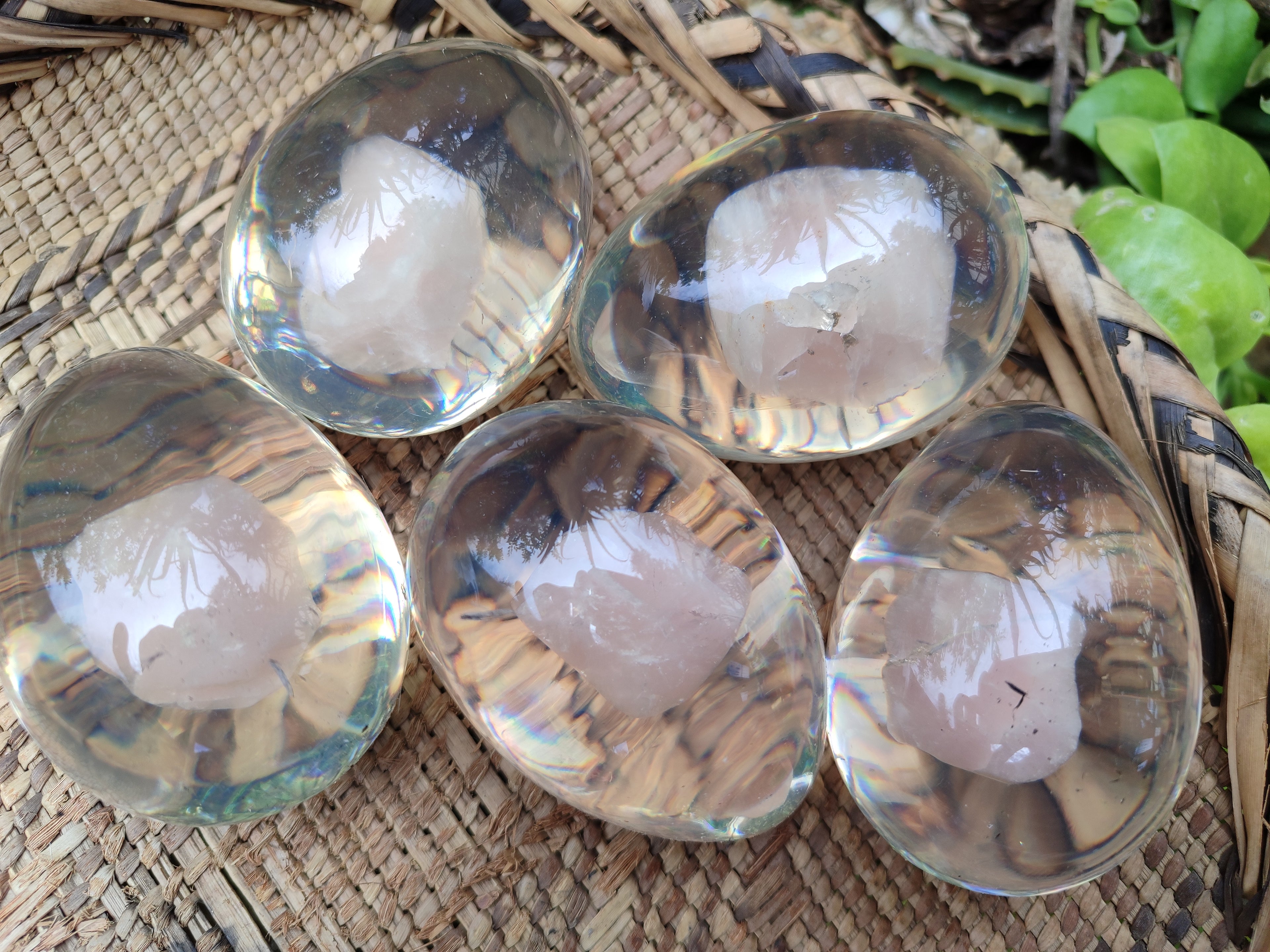 Polished Rose Quartz In Resin Egg - Sold Per Item - From Northern Cape, South Africa - Toprock Gemstones and Minerals 
