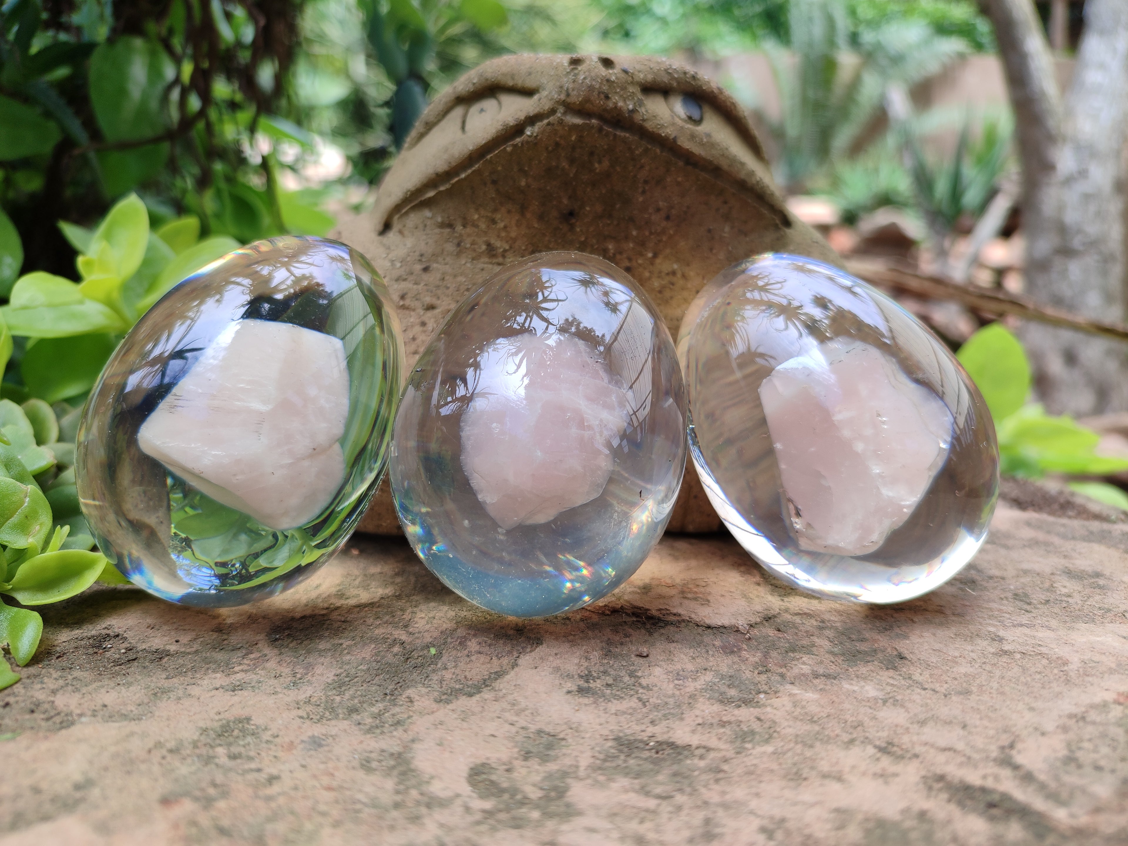 Polished Rose Quartz In Resin Egg - Sold Per Item - From Northern Cape, South Africa - Toprock Gemstones and Minerals 