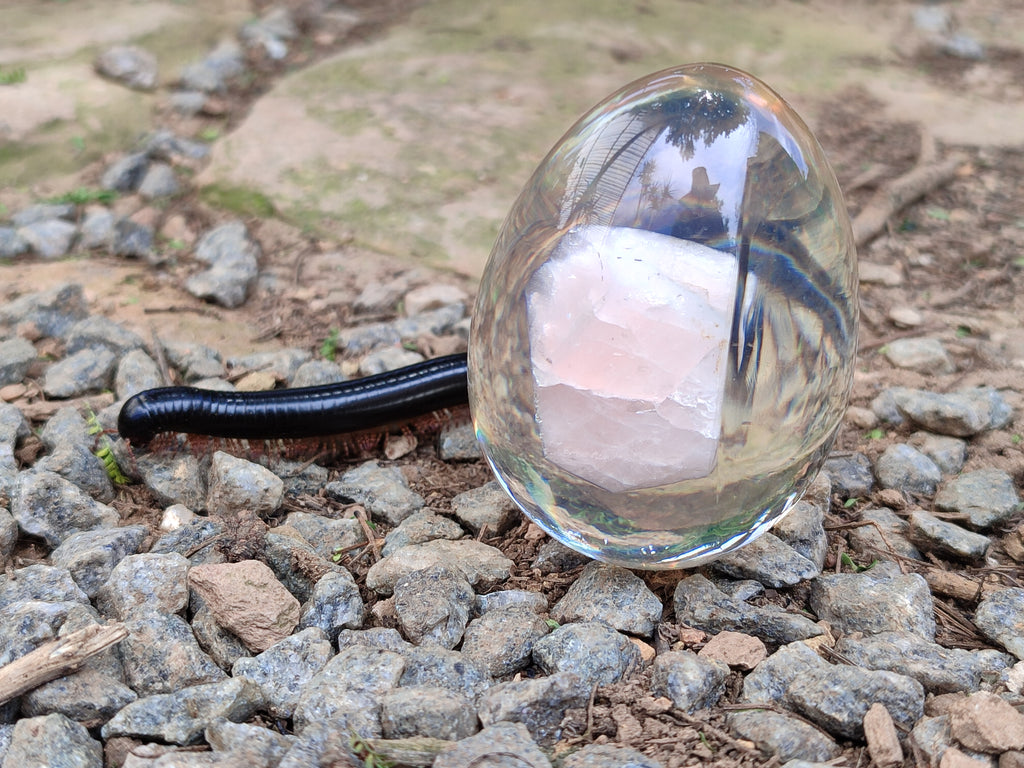 Polished Rose Quartz In Resin Egg - Sold Per Item - From Northern Cape, South Africa - Toprock Gemstones and Minerals 