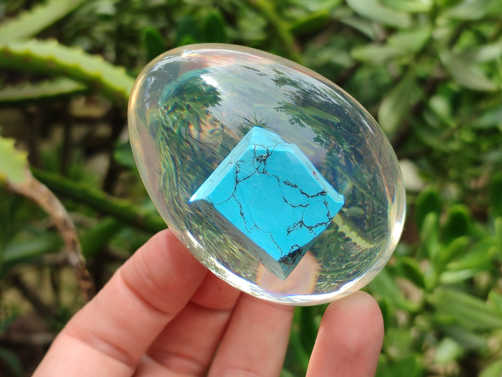 Polished Turquenite Howlite In Resin Egg - Sold Per Item - From China - Toprock Gemstones and Minerals 