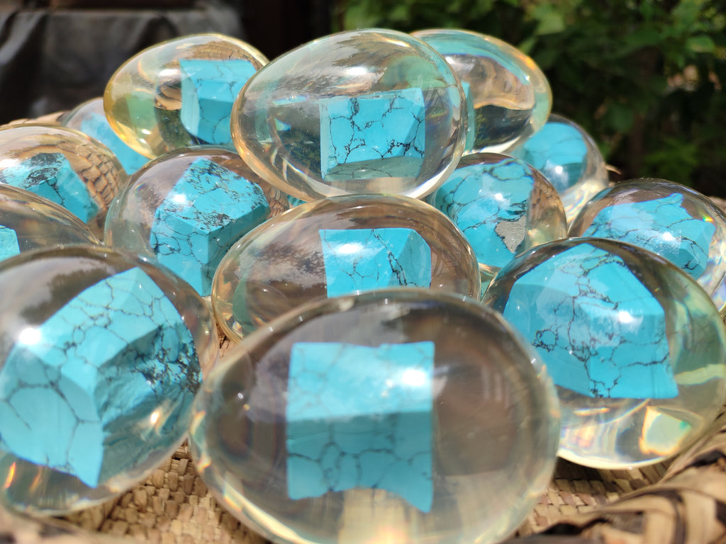 Polished Turquenite Howlite In Resin Egg - Sold Per Item - From China - Toprock Gemstones and Minerals 