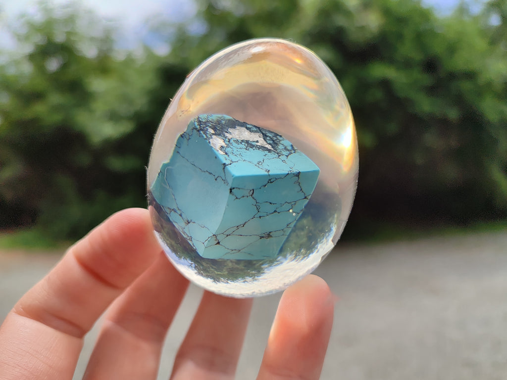 Polished Turquenite Howlite In Resin Egg - Sold Per Item - From China - Toprock Gemstones and Minerals 