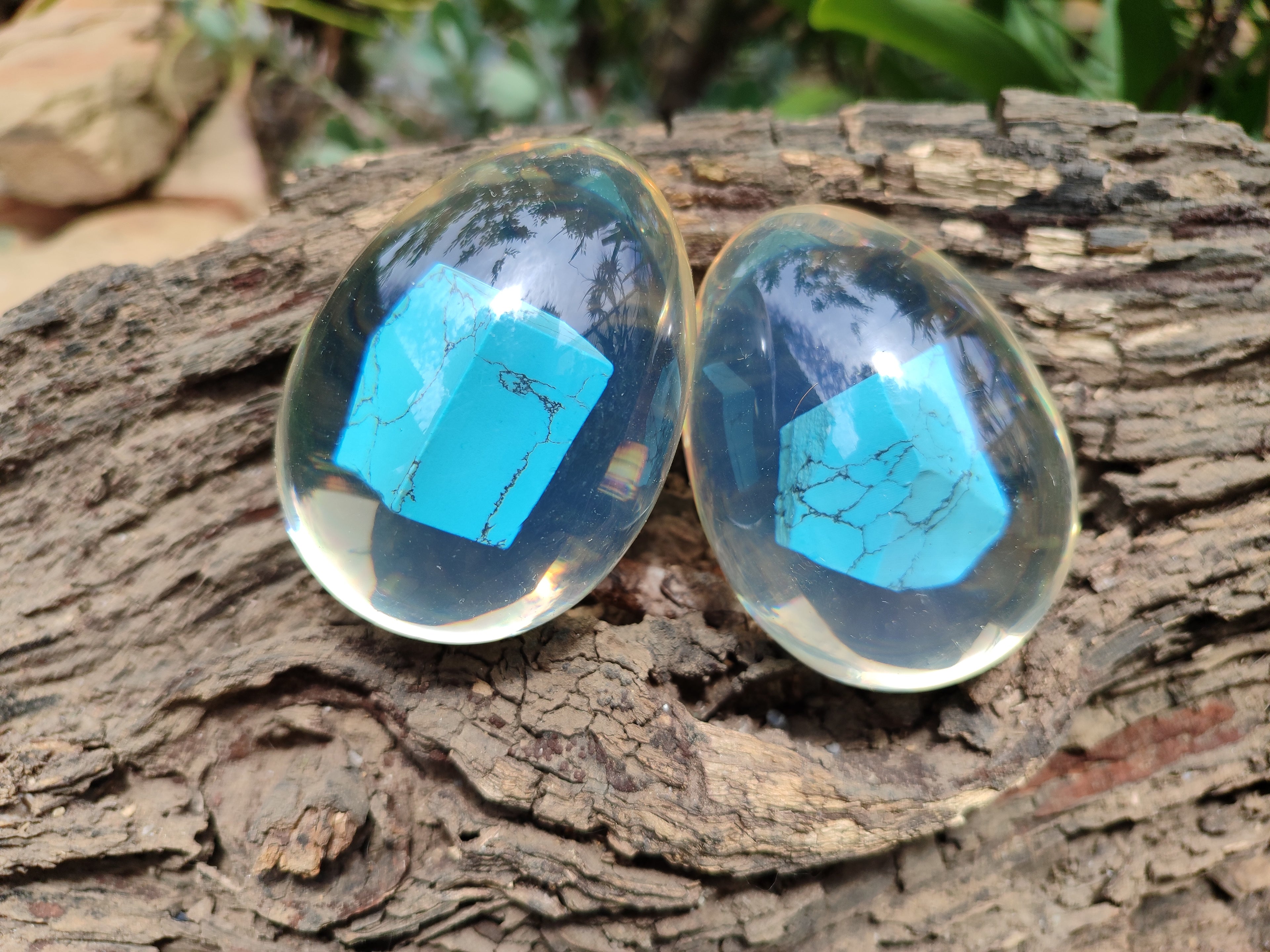 Polished Turquenite Howlite In Resin Egg - Sold Per Item - From China - Toprock Gemstones and Minerals 