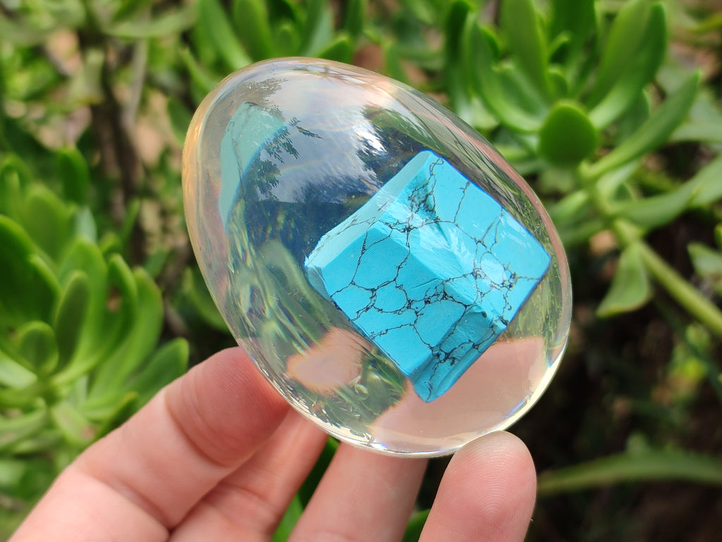 Polished Turquenite Howlite In Resin Egg - Sold Per Item - From China - Toprock Gemstones and Minerals 