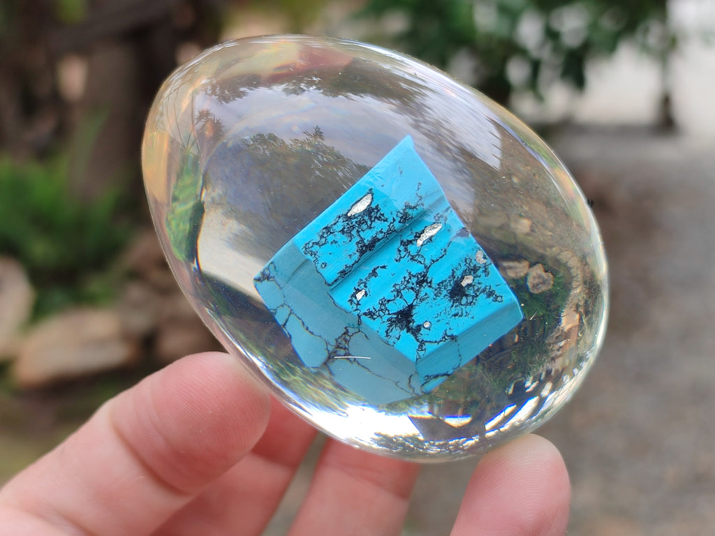 Polished Turquenite Howlite In Resin Egg - Sold Per Item - From China - Toprock Gemstones and Minerals 