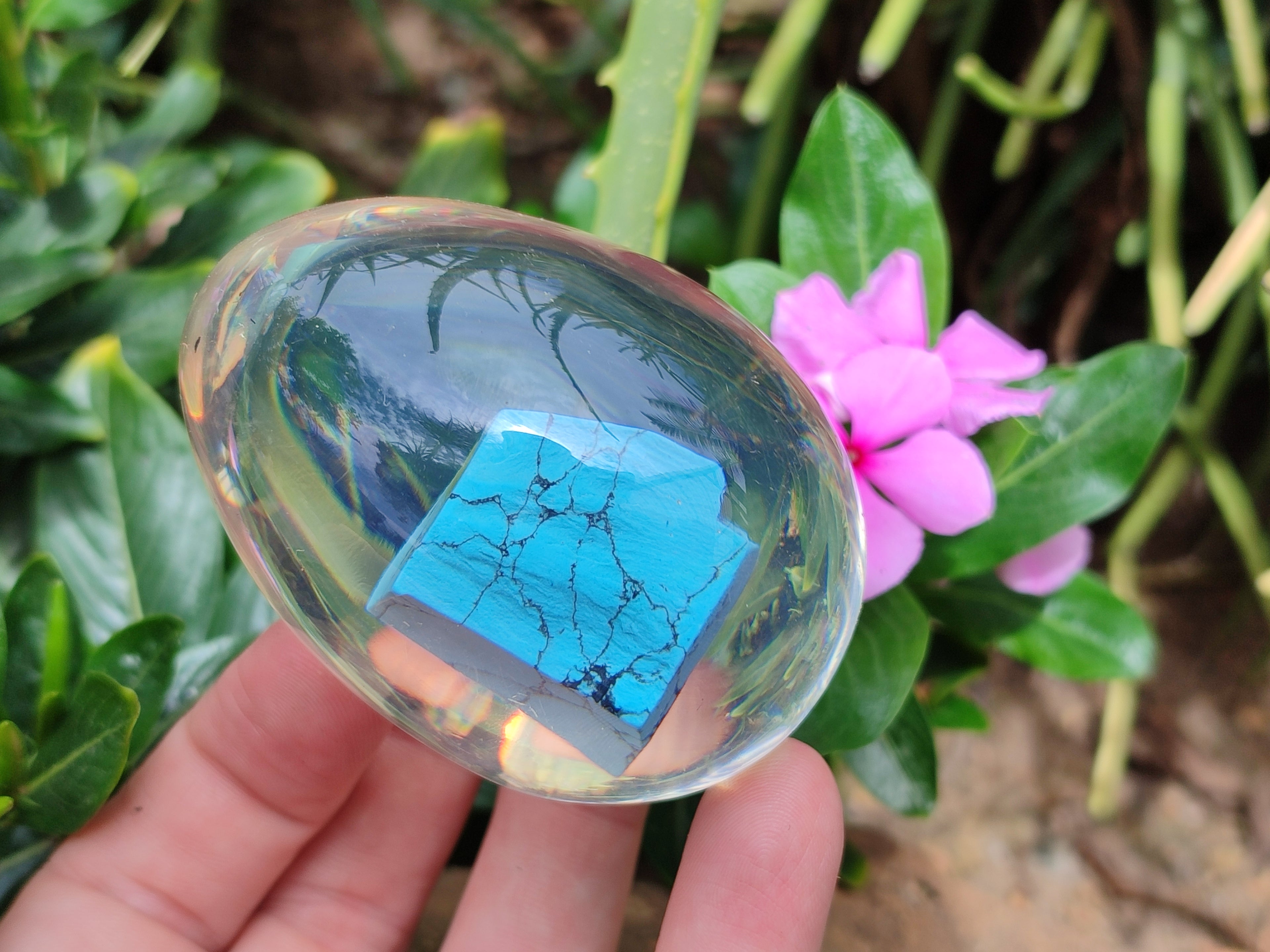 Polished Turquenite Howlite In Resin Egg - Sold Per Item - From China - Toprock Gemstones and Minerals 