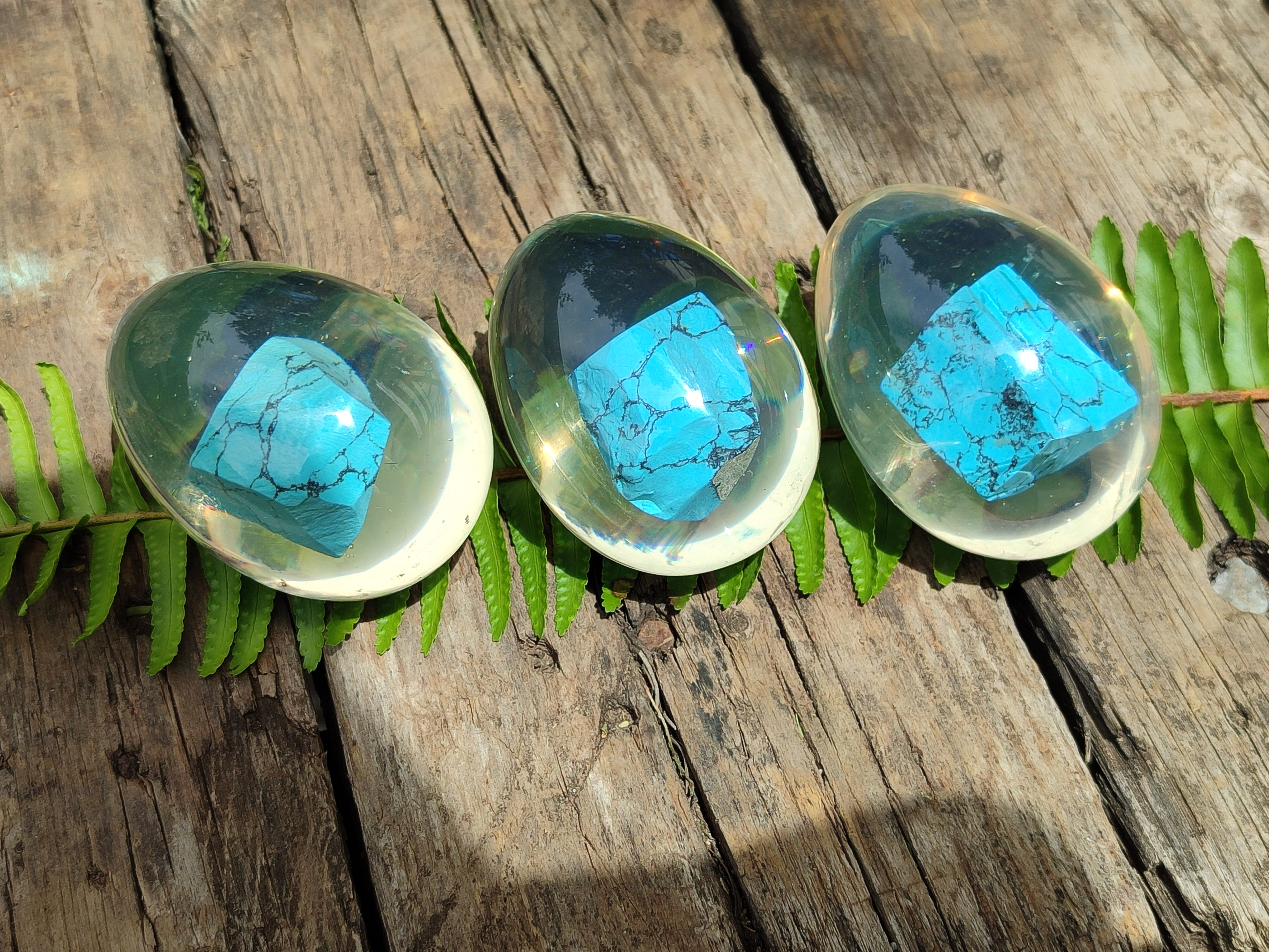 Polished Turquenite Howlite In Resin Egg - Sold Per Item - From China - Toprock Gemstones and Minerals 