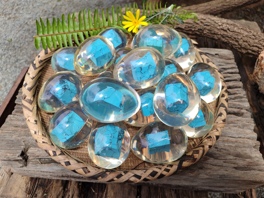 Polished Turquenite Howlite In Resin Egg - Sold Per Item - From China - Toprock Gemstones and Minerals 