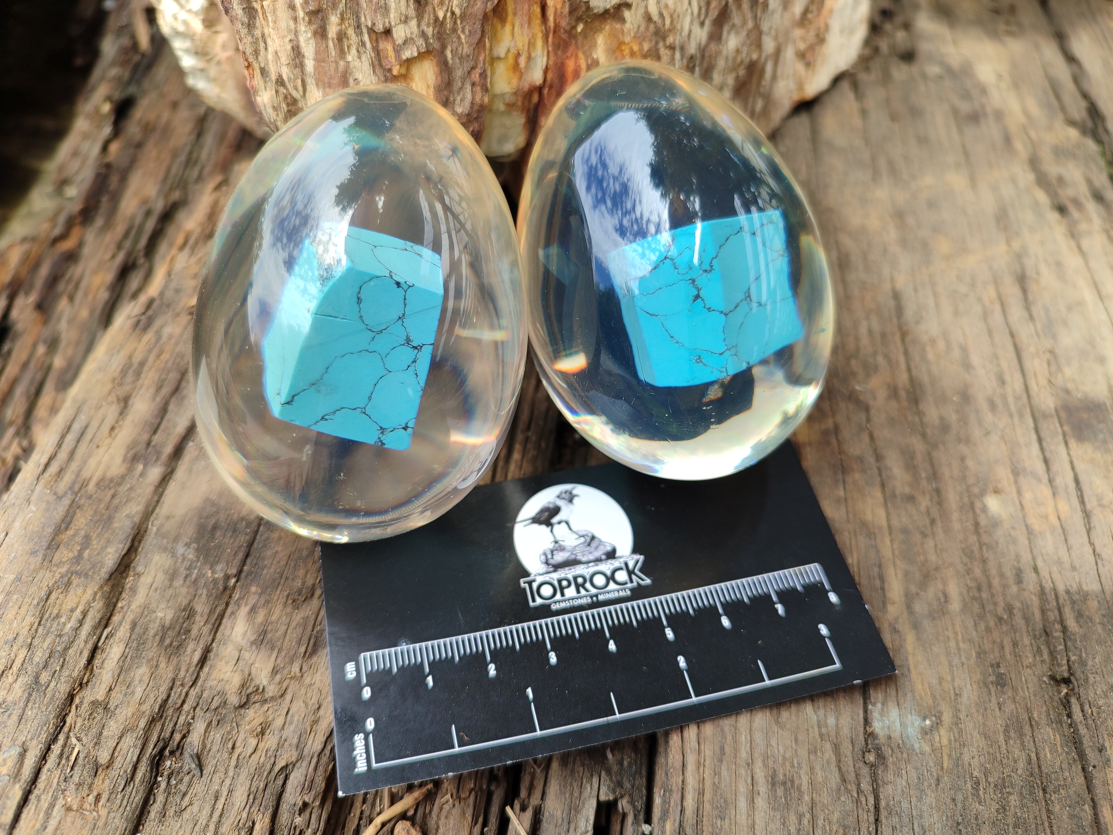 Polished Turquenite Howlite In Resin Egg - Sold Per Item - From China - Toprock Gemstones and Minerals 
