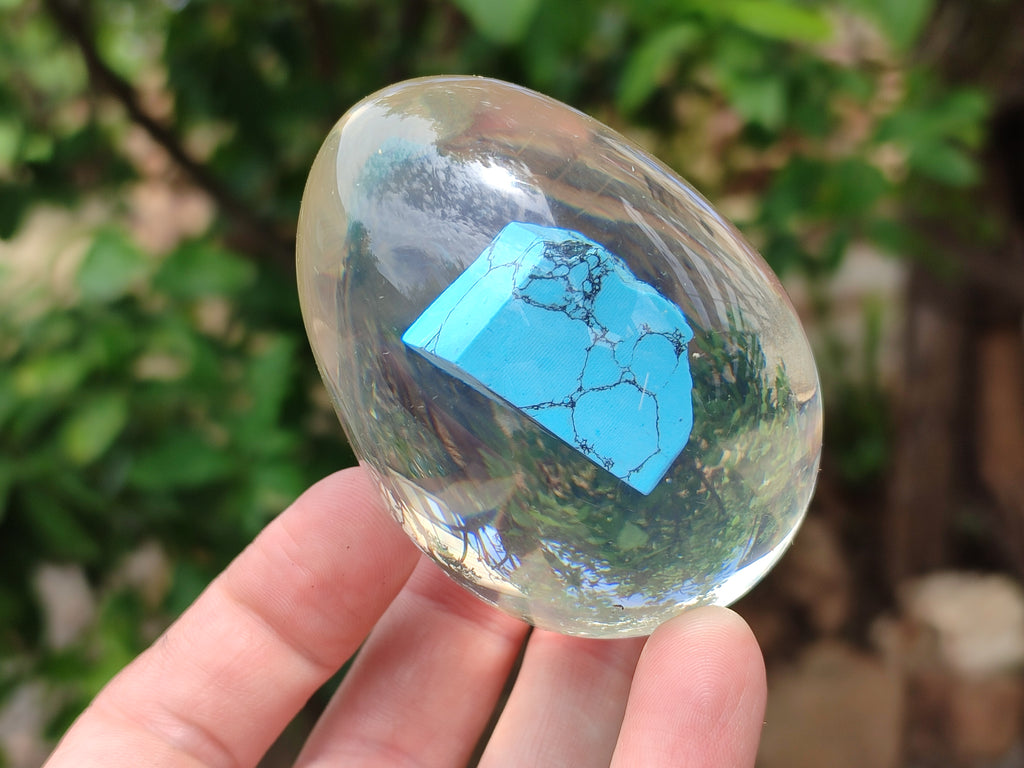 Polished Turquenite Howlite In Resin Egg - Sold Per Item - From China - Toprock Gemstones and Minerals 