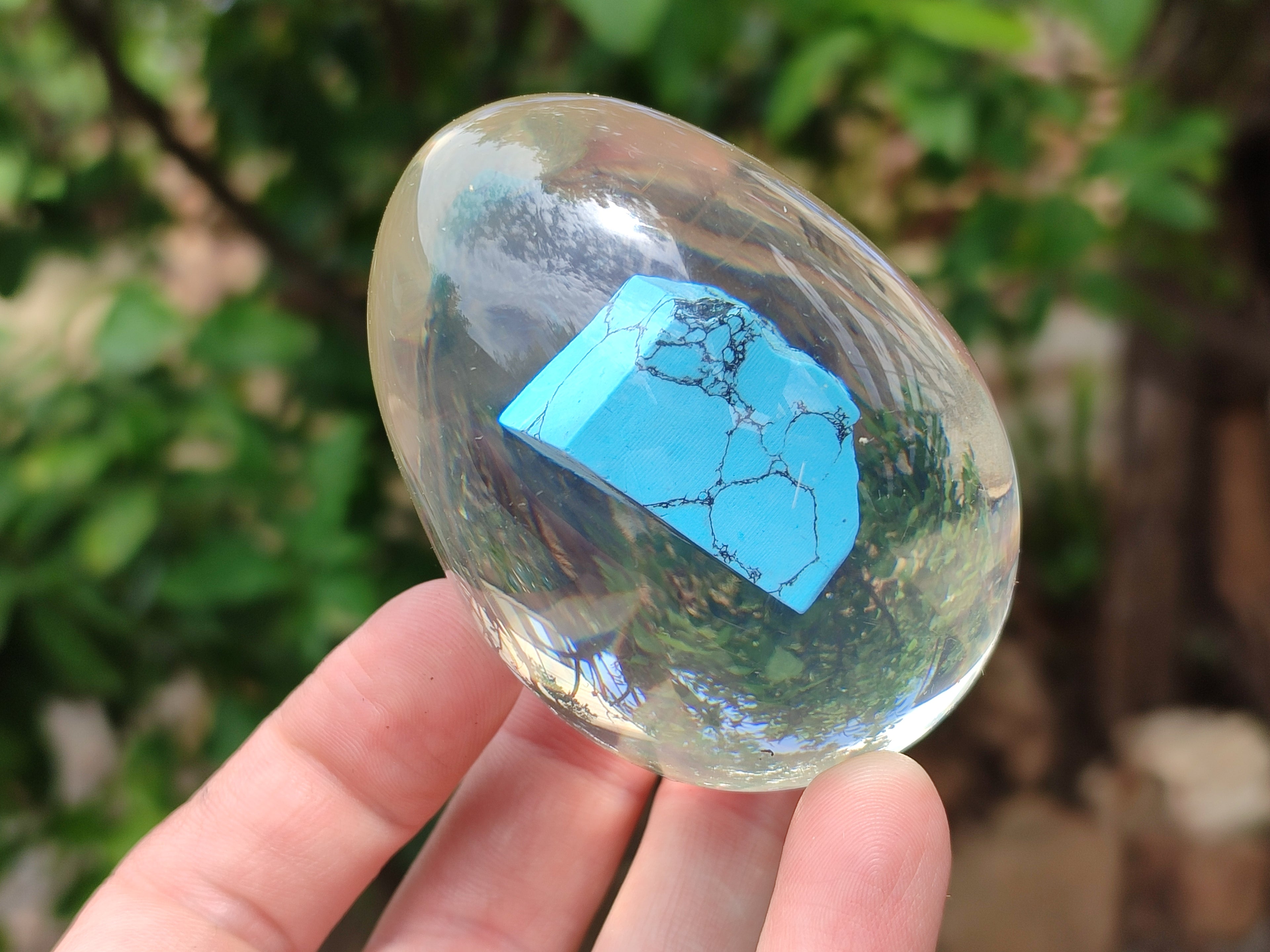 Polished Turquenite Howlite In Resin Egg - Sold Per Item - From China - Toprock Gemstones and Minerals 
