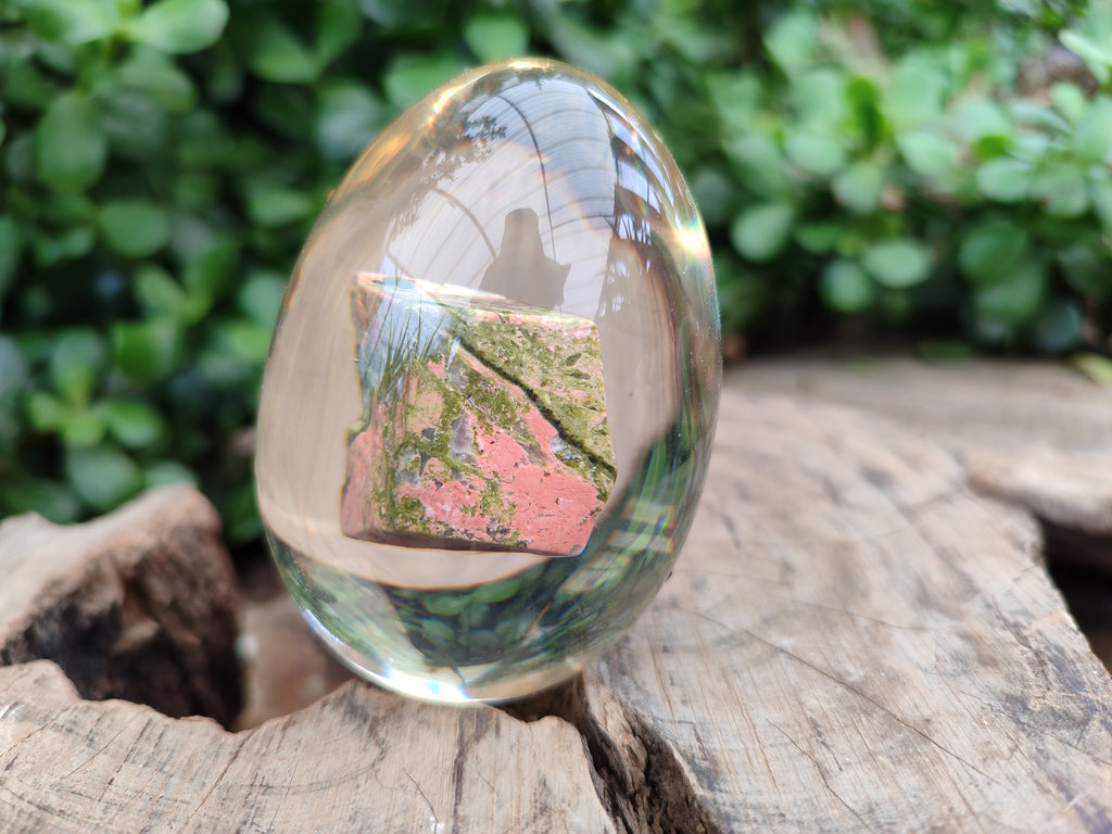 Polished Unakite In Resin Egg - Sold Per Item - From Messina, South Africa - Toprock Gemstones and Minerals 