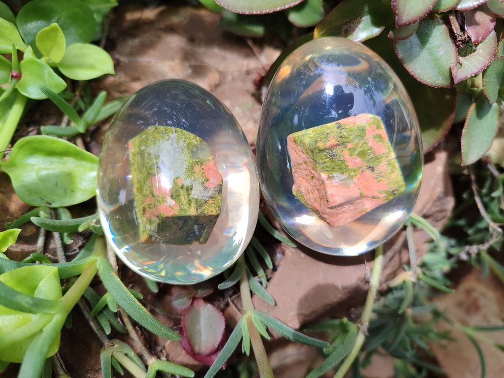 Polished Unakite In Resin Egg - Sold Per Item - From Messina, South Africa - Toprock Gemstones and Minerals 