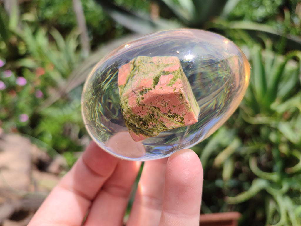 Polished Unakite In Resin Egg - Sold Per Item - From Messina, South Africa - Toprock Gemstones and Minerals 