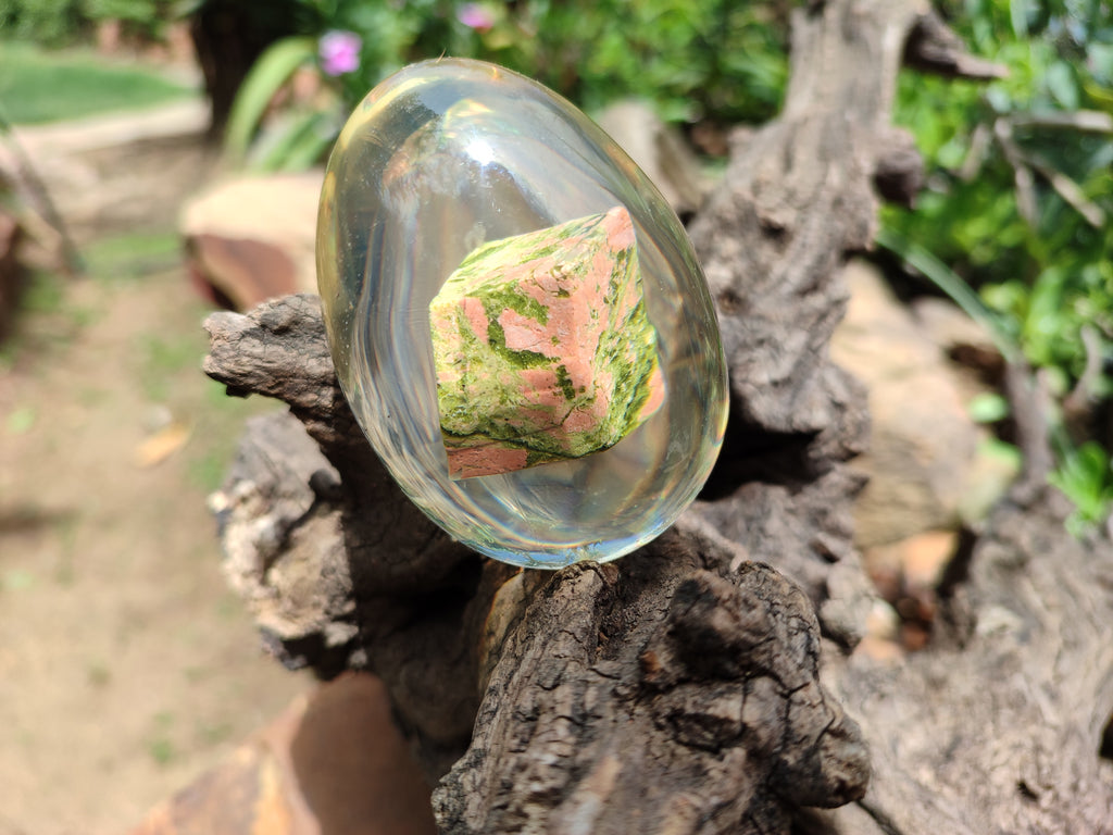 Polished Unakite In Resin Egg - Sold Per Item - From Messina, South Africa - Toprock Gemstones and Minerals 