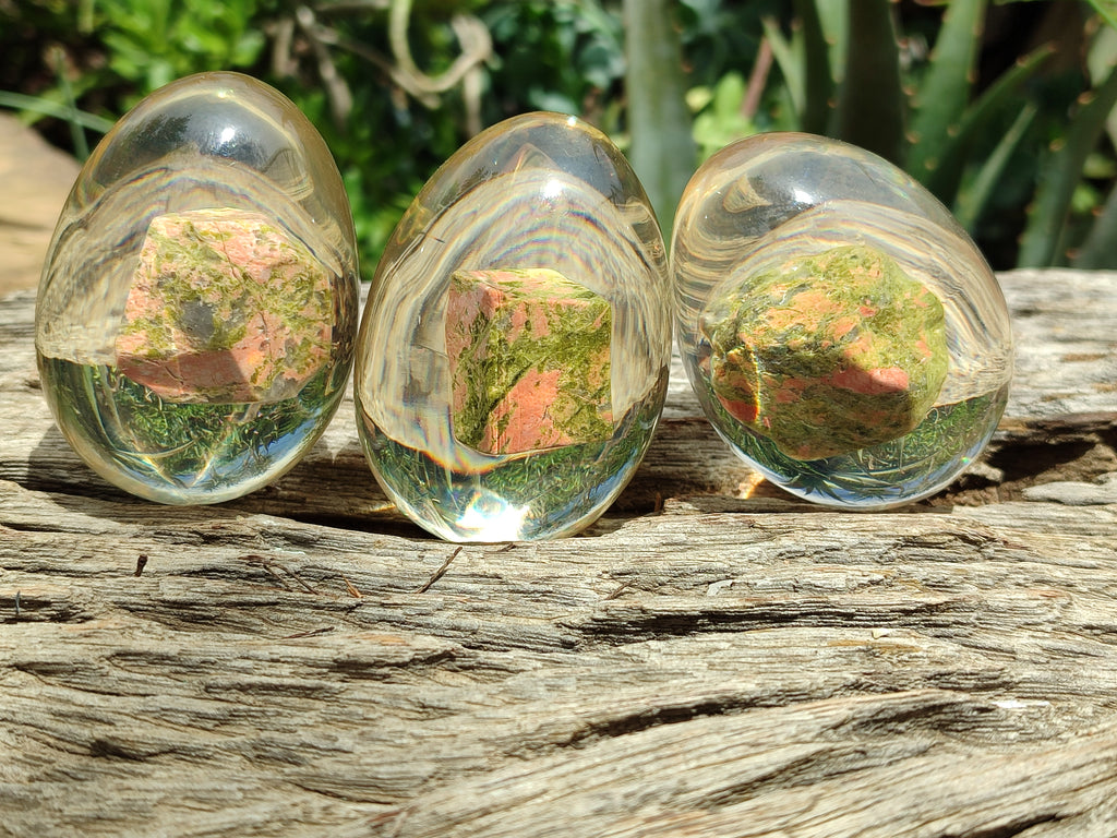 Polished Unakite In Resin Egg - Sold Per Item - From Messina, South Africa - Toprock Gemstones and Minerals 