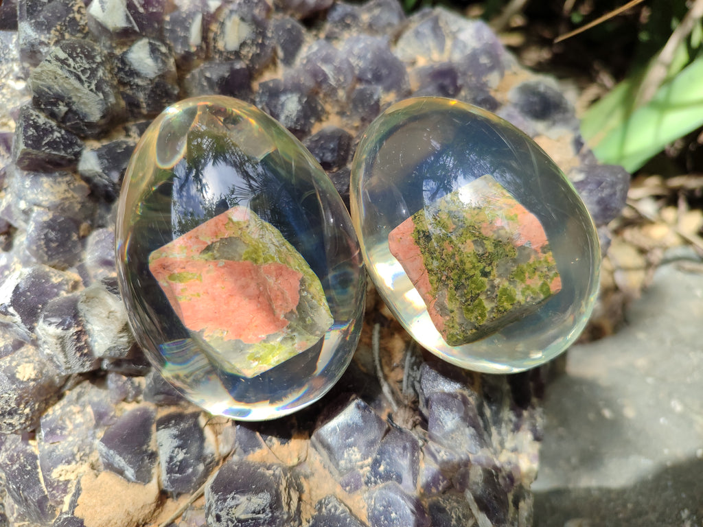 Polished Unakite In Resin Egg - Sold Per Item - From Messina, South Africa - Toprock Gemstones and Minerals 