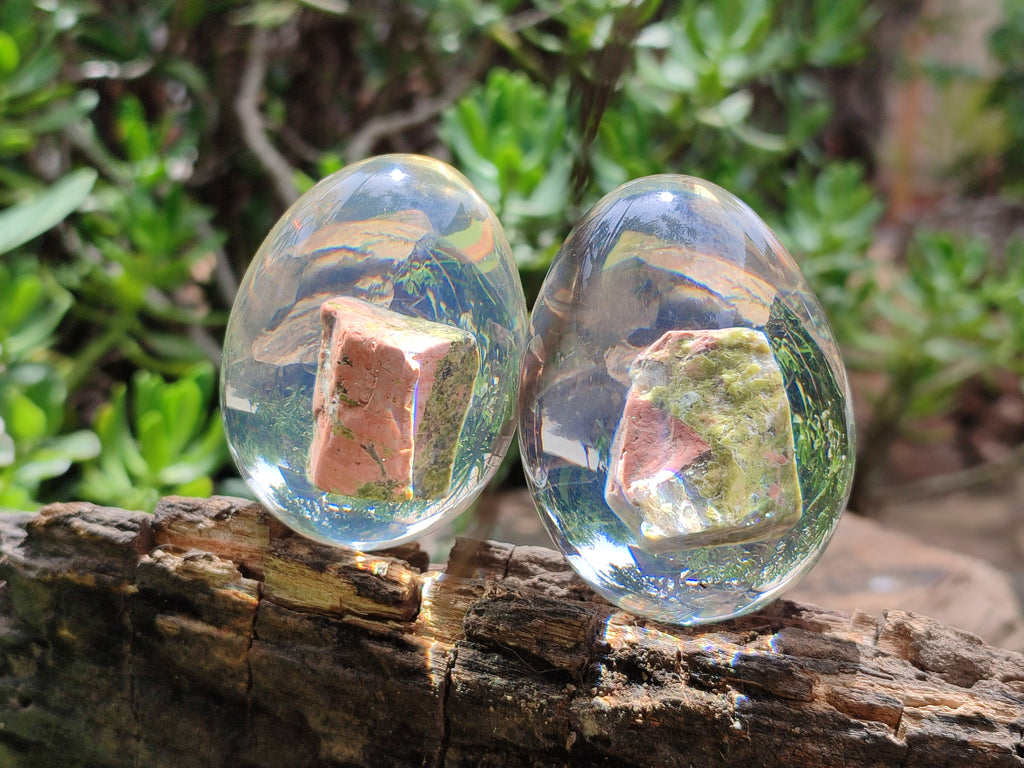 Polished Unakite In Resin Egg - Sold Per Item - From Messina, South Africa - Toprock Gemstones and Minerals 