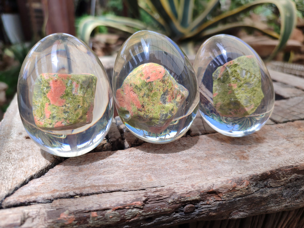 Polished Unakite In Resin Egg - Sold Per Item - From Messina, South Africa - Toprock Gemstones and Minerals 