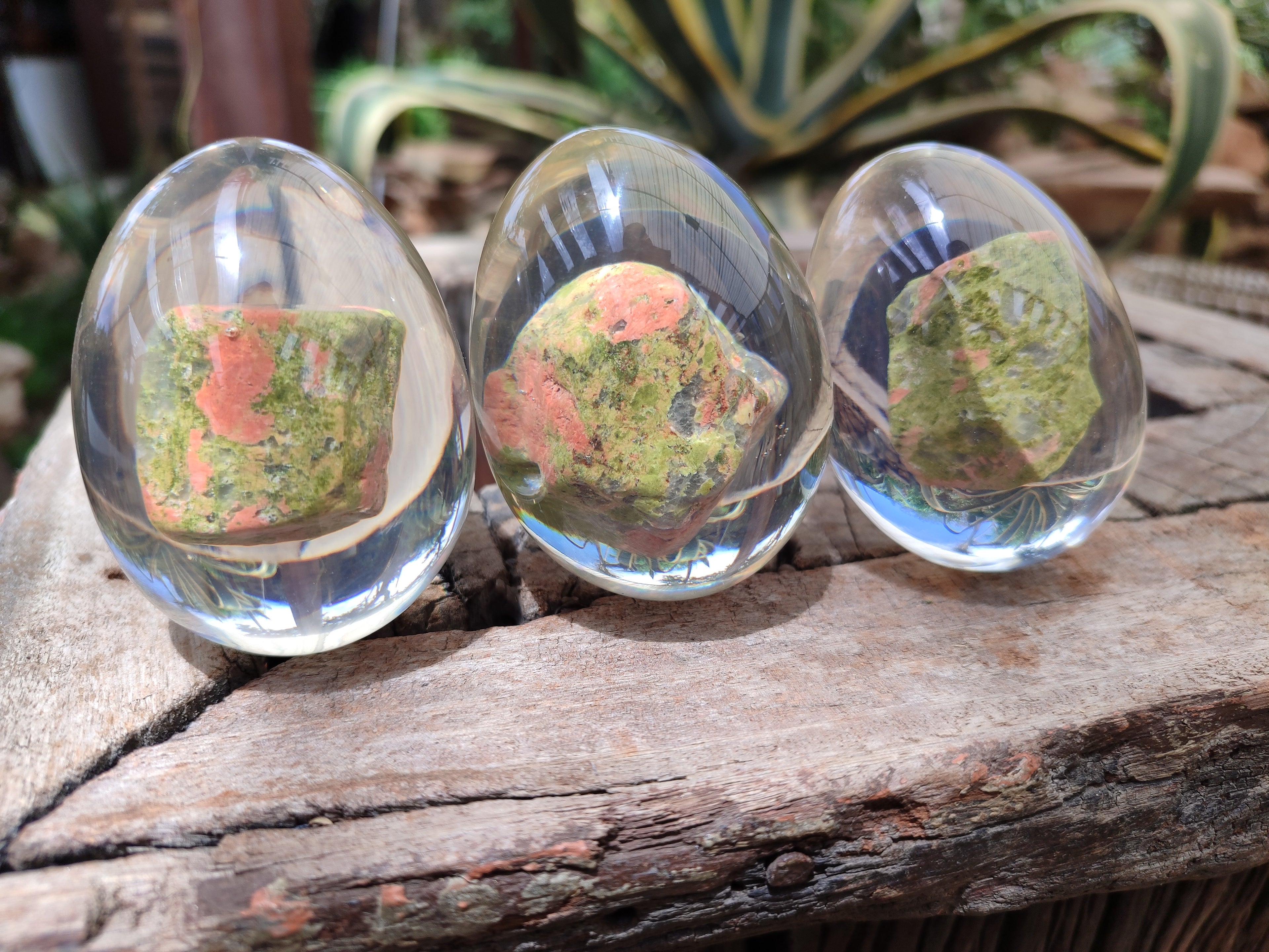 Polished Unakite In Resin Egg - Sold Per Item - From Messina, South Africa - Toprock Gemstones and Minerals 
