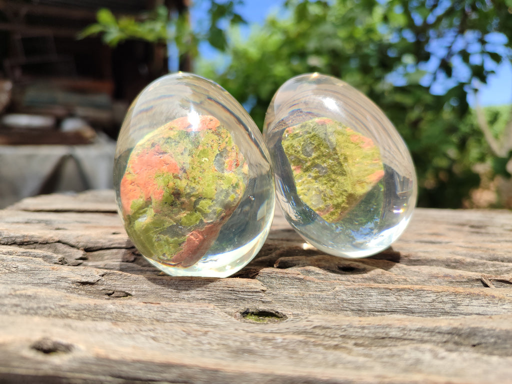 Polished Unakite In Resin Egg - Sold Per Item - From Messina, South Africa - Toprock Gemstones and Minerals 