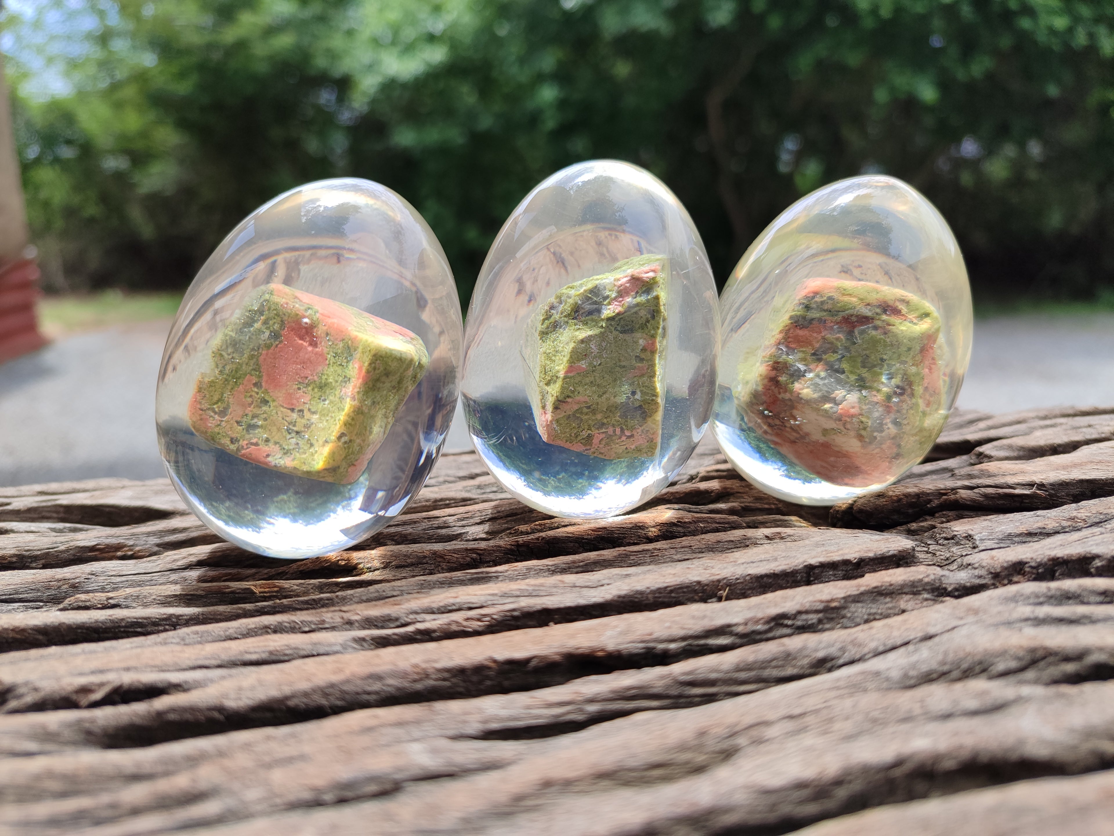 Polished Unakite In Resin Egg - Sold Per Item - From Messina, South Africa - Toprock Gemstones and Minerals 