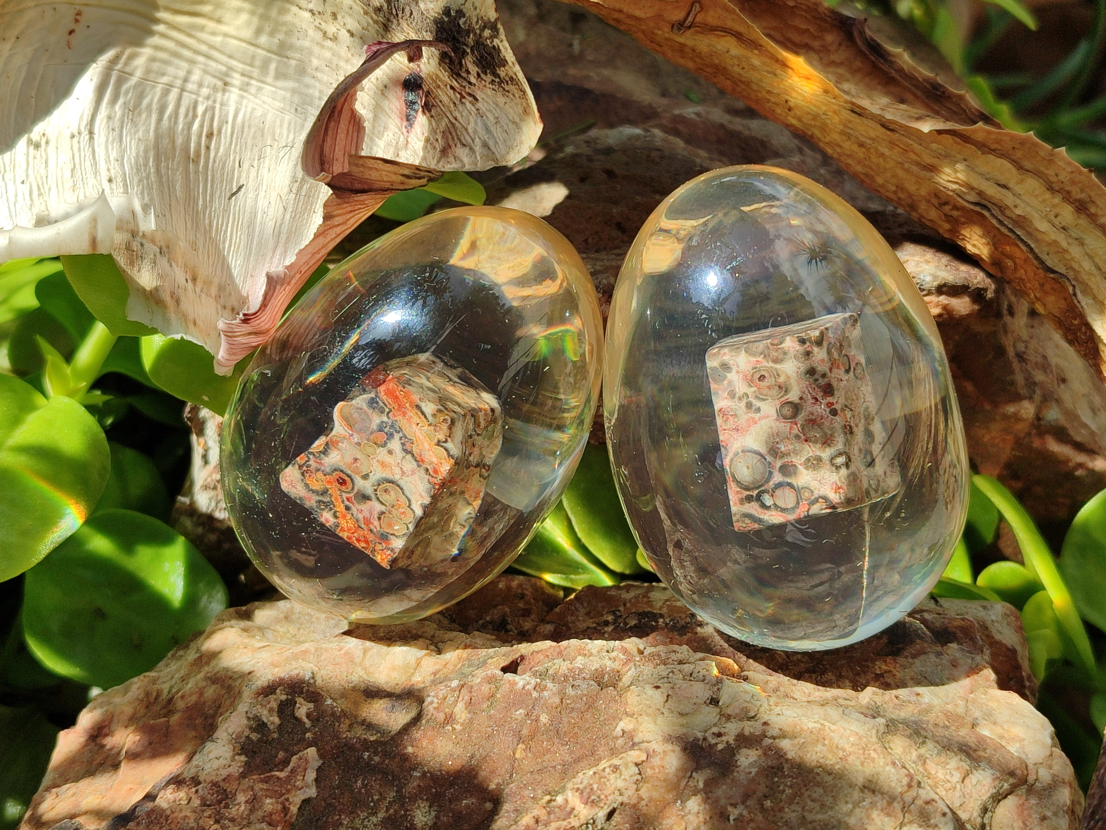 Polished Snakeskin Rhyolite Jasper Specimen In Resin Egg - Sold Per Item - From Australia - Toprock Gemstones and Minerals 