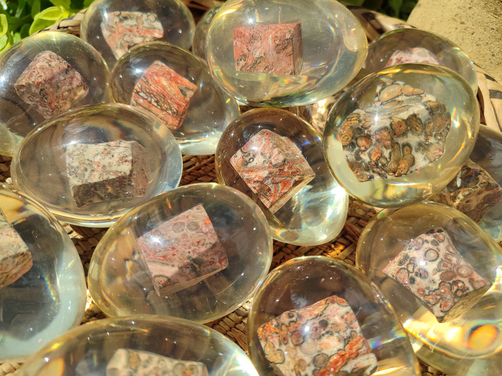 Polished Snakeskin Rhyolite Jasper Specimen In Resin Egg - Sold Per Item - From Australia - Toprock Gemstones and Minerals 