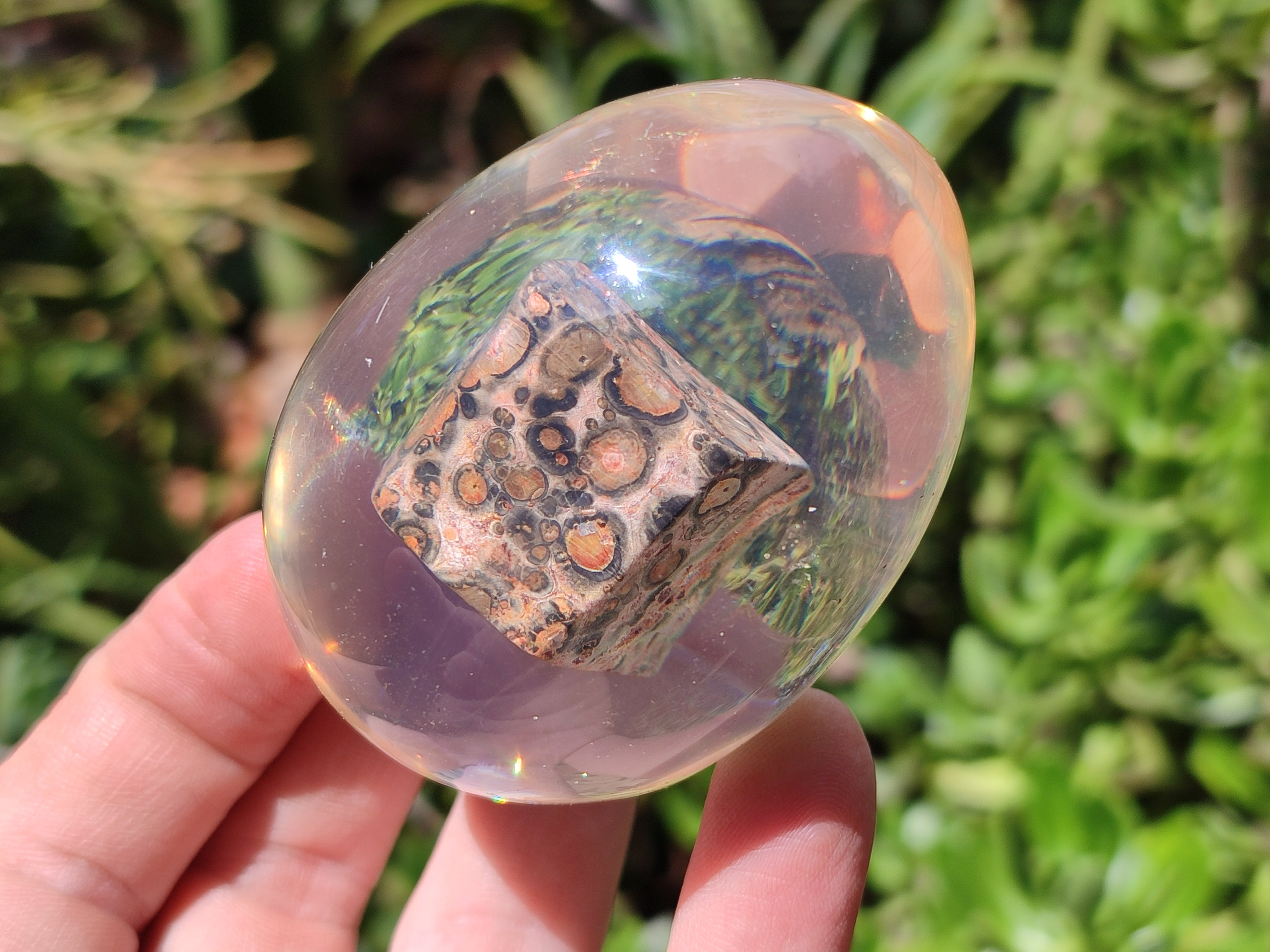 Polished Snakeskin Rhyolite Jasper Specimen In Resin Egg - Sold Per Item - From Australia - Toprock Gemstones and Minerals 