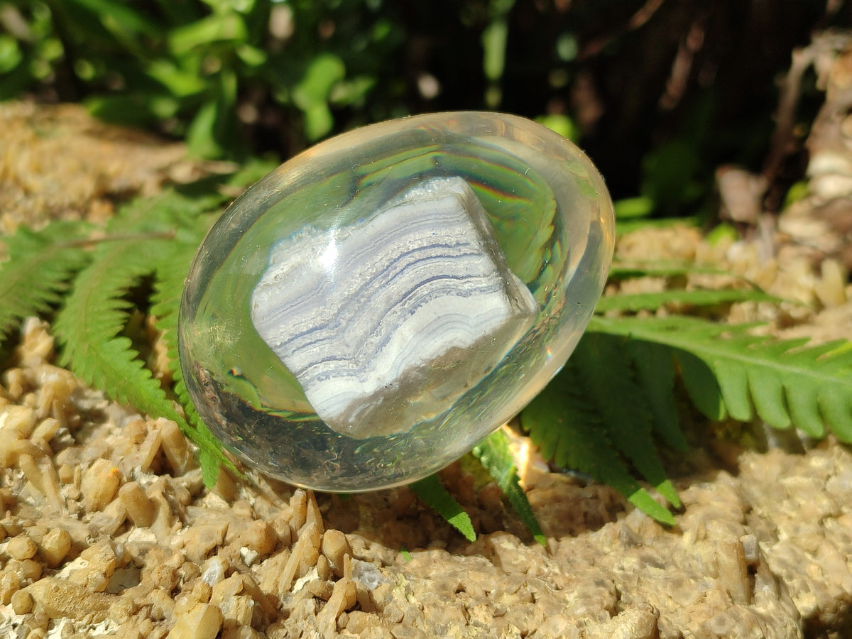 Polished Namibian Blue Lace Agate Specimen In Resin Egg - Sold Per Item - From Namibia - Toprock Gemstones and Minerals 