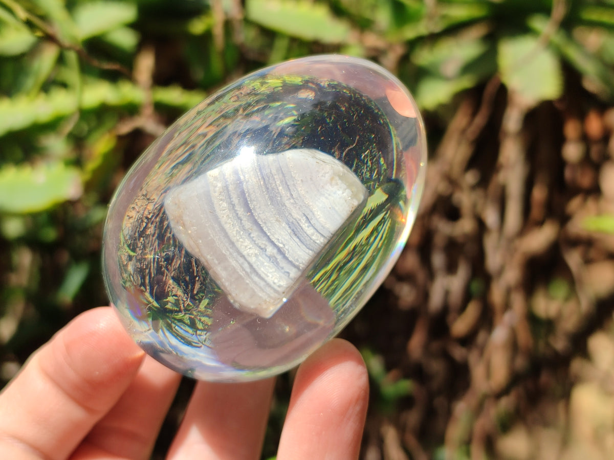 Polished Namibian Blue Lace Agate Specimen In Resin Egg - Sold Per Item - From Namibia - Toprock Gemstones and Minerals 
