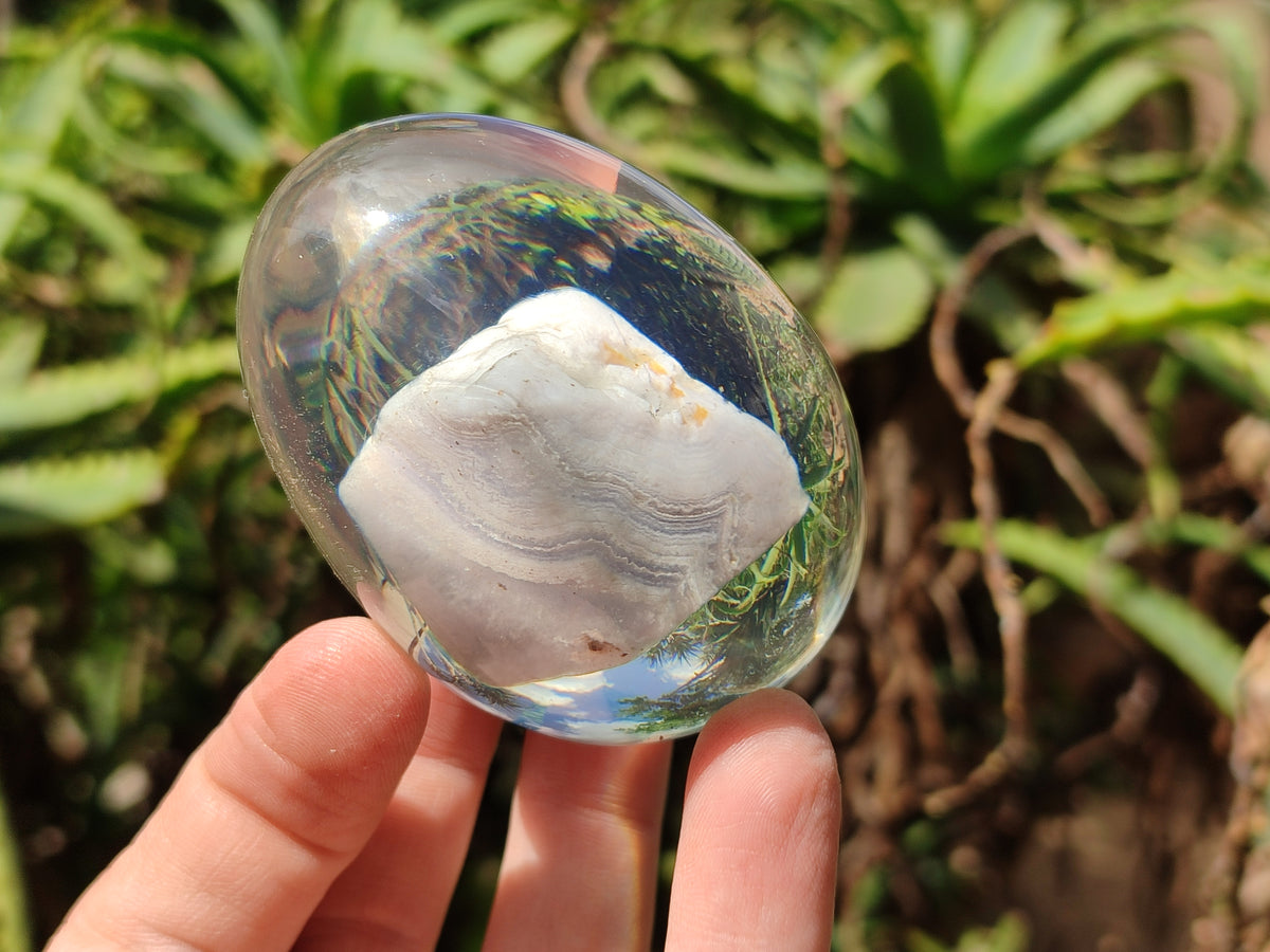 Polished Namibian Blue Lace Agate Specimen In Resin Egg - Sold Per Item - From Namibia - Toprock Gemstones and Minerals 