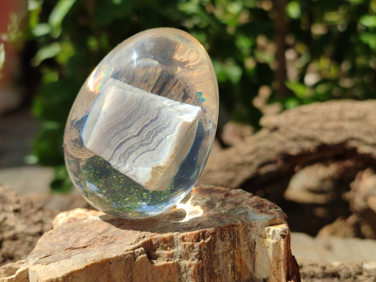 Polished Namibian Blue Lace Agate Specimen In Resin Egg - Sold Per Item - From Namibia - Toprock Gemstones and Minerals 