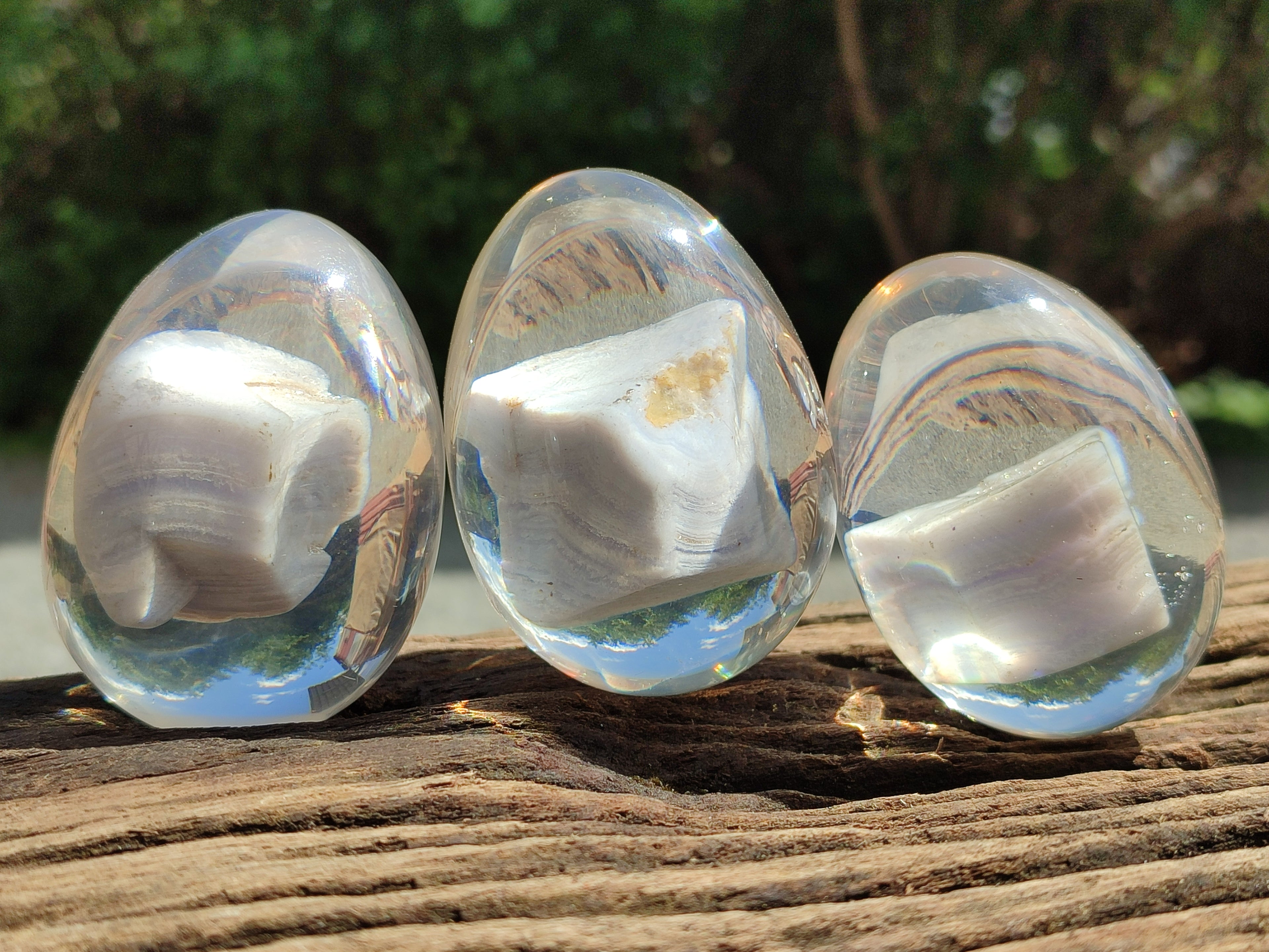 Polished Namibian Blue Lace Agate Specimen In Resin Egg - Sold Per Item - From Namibia - Toprock Gemstones and Minerals 