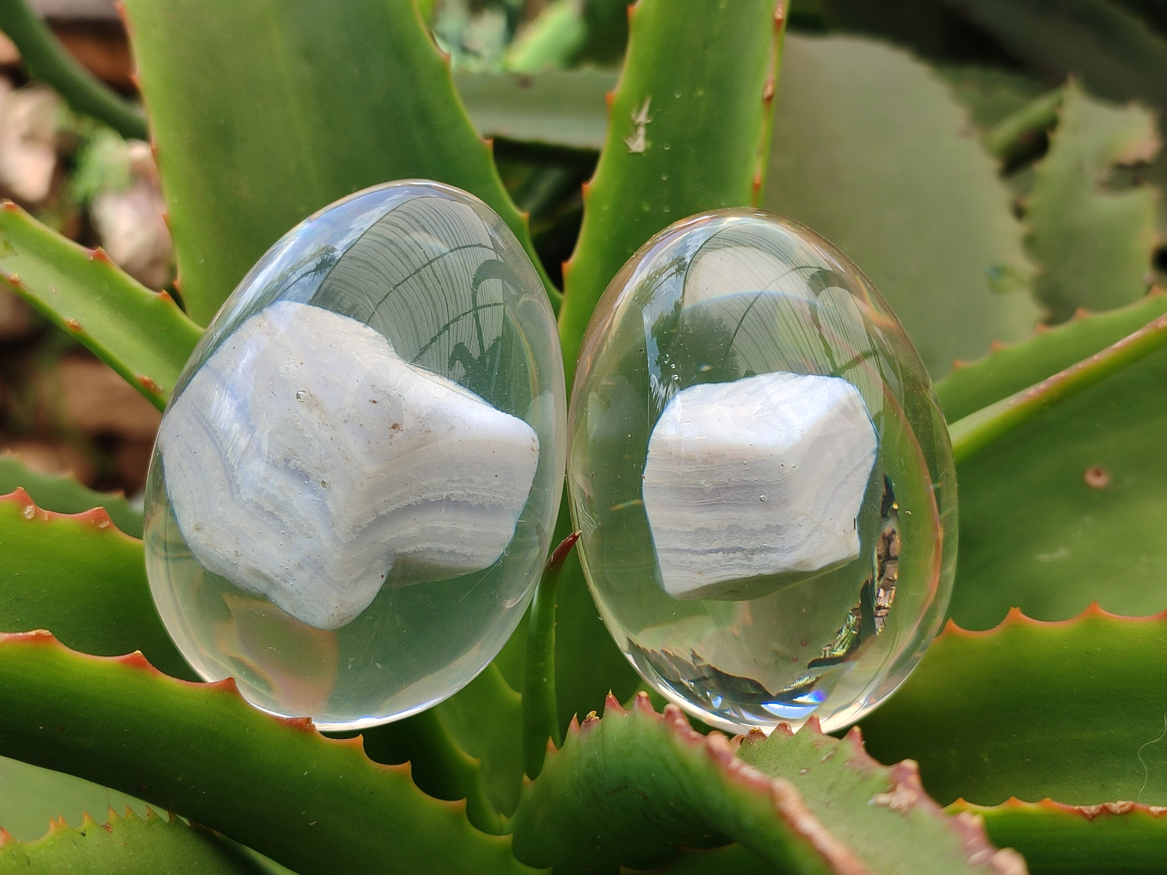 Polished Namibian Blue Lace Agate Specimen In Resin Egg - Sold Per Item - From Namibia - Toprock Gemstones and Minerals 
