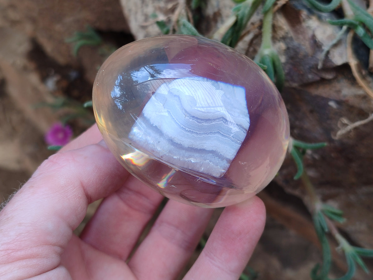 Polished Namibian Blue Lace Agate Specimen In Resin Egg - Sold Per Item - From Namibia - Toprock Gemstones and Minerals 