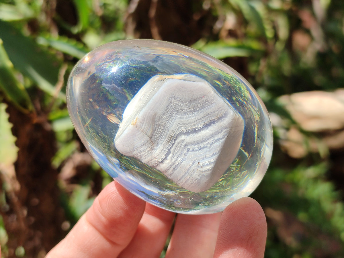 Polished Namibian Blue Lace Agate Specimen In Resin Egg - Sold Per Item - From Namibia - Toprock Gemstones and Minerals 
