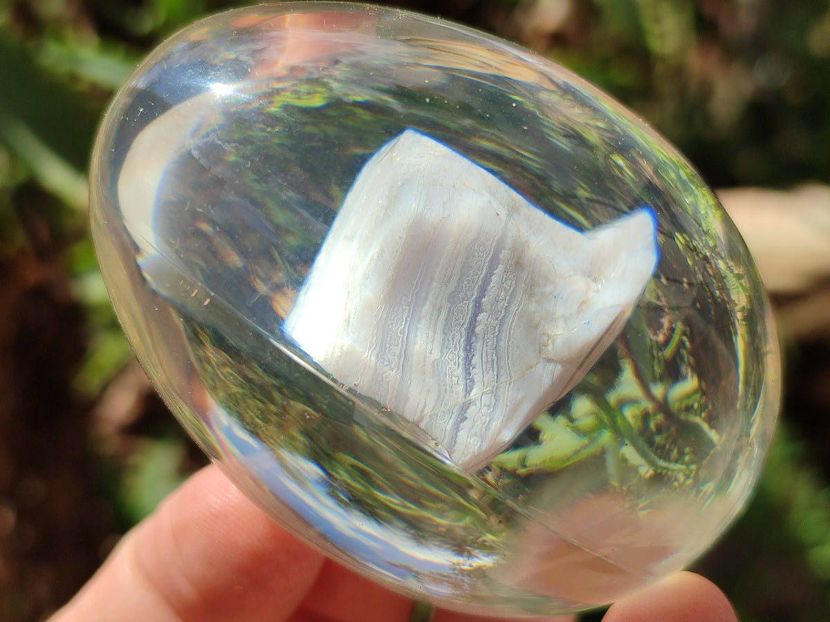 Polished Namibian Blue Lace Agate Specimen In Resin Egg - Sold Per Item - From Namibia - Toprock Gemstones and Minerals 