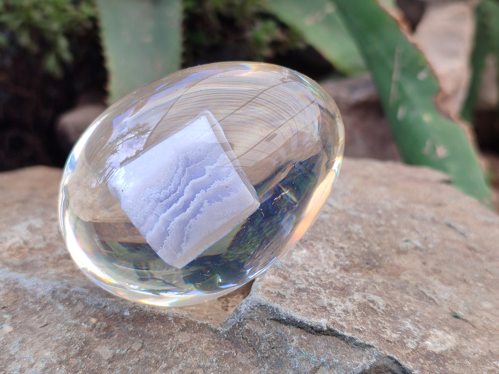 Polished Namibian Blue Lace Agate Specimen In Resin Egg - Sold Per Item - From Namibia - Toprock Gemstones and Minerals 