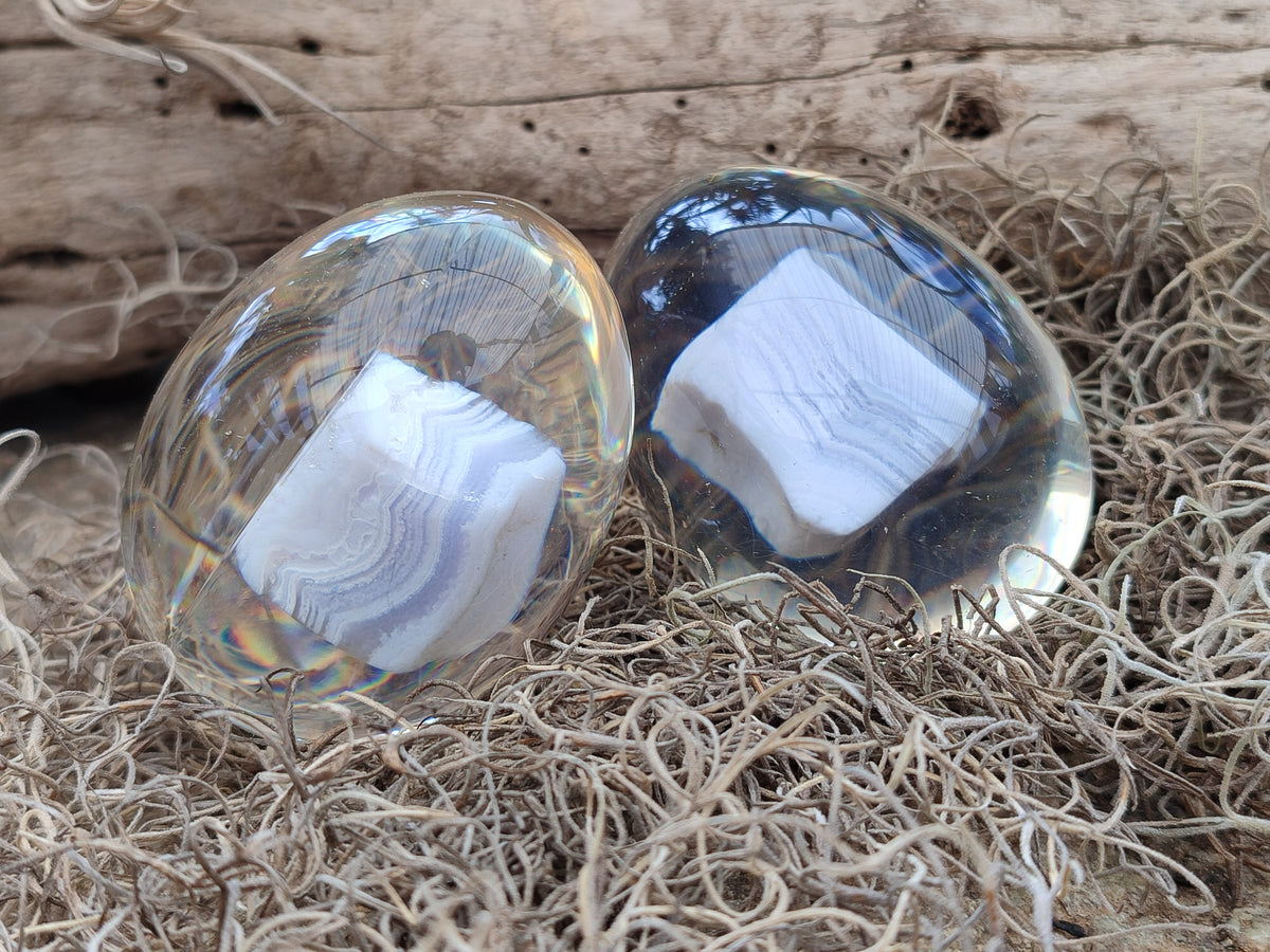 Polished Namibian Blue Lace Agate Specimen In Resin Egg - Sold Per Item - From Namibia - Toprock Gemstones and Minerals 